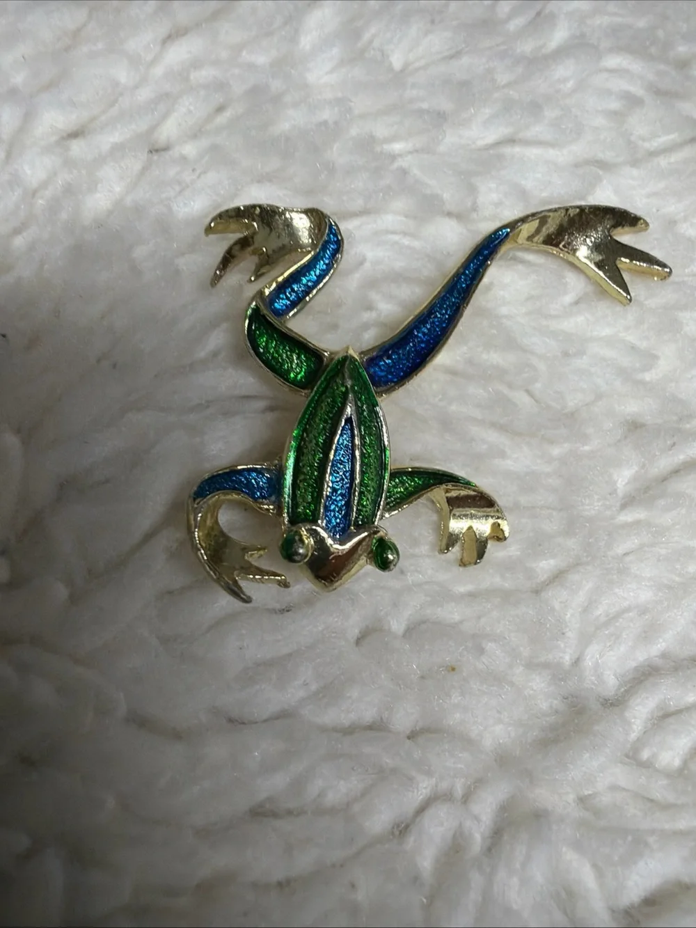 Gerry’s Gold-Tone Blue & Green Frog Pin -